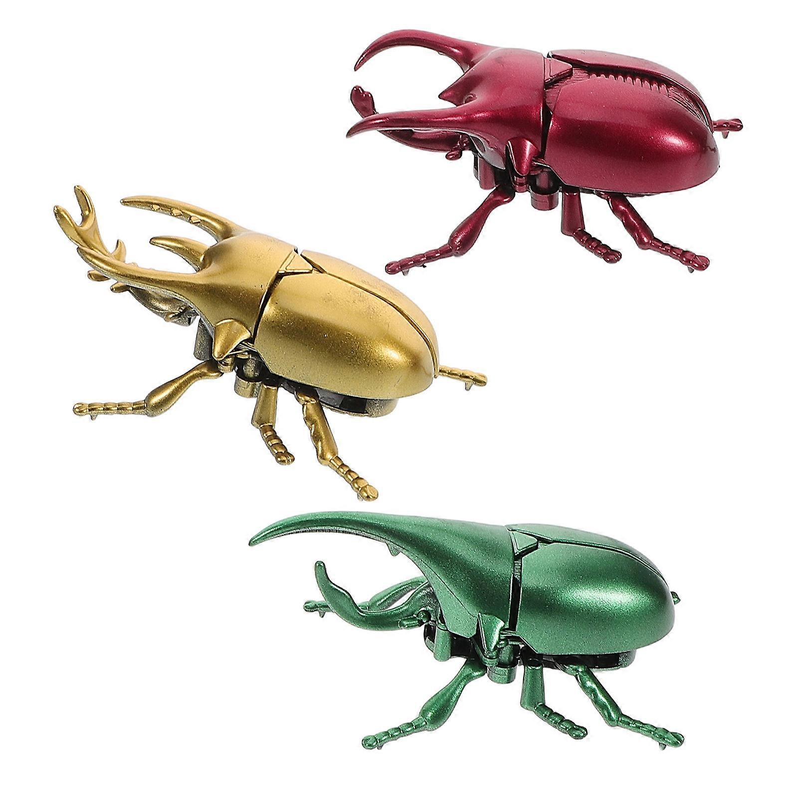 Assorted Color Beetle Toys for Halloween 3Pcs Plastic Windup Models