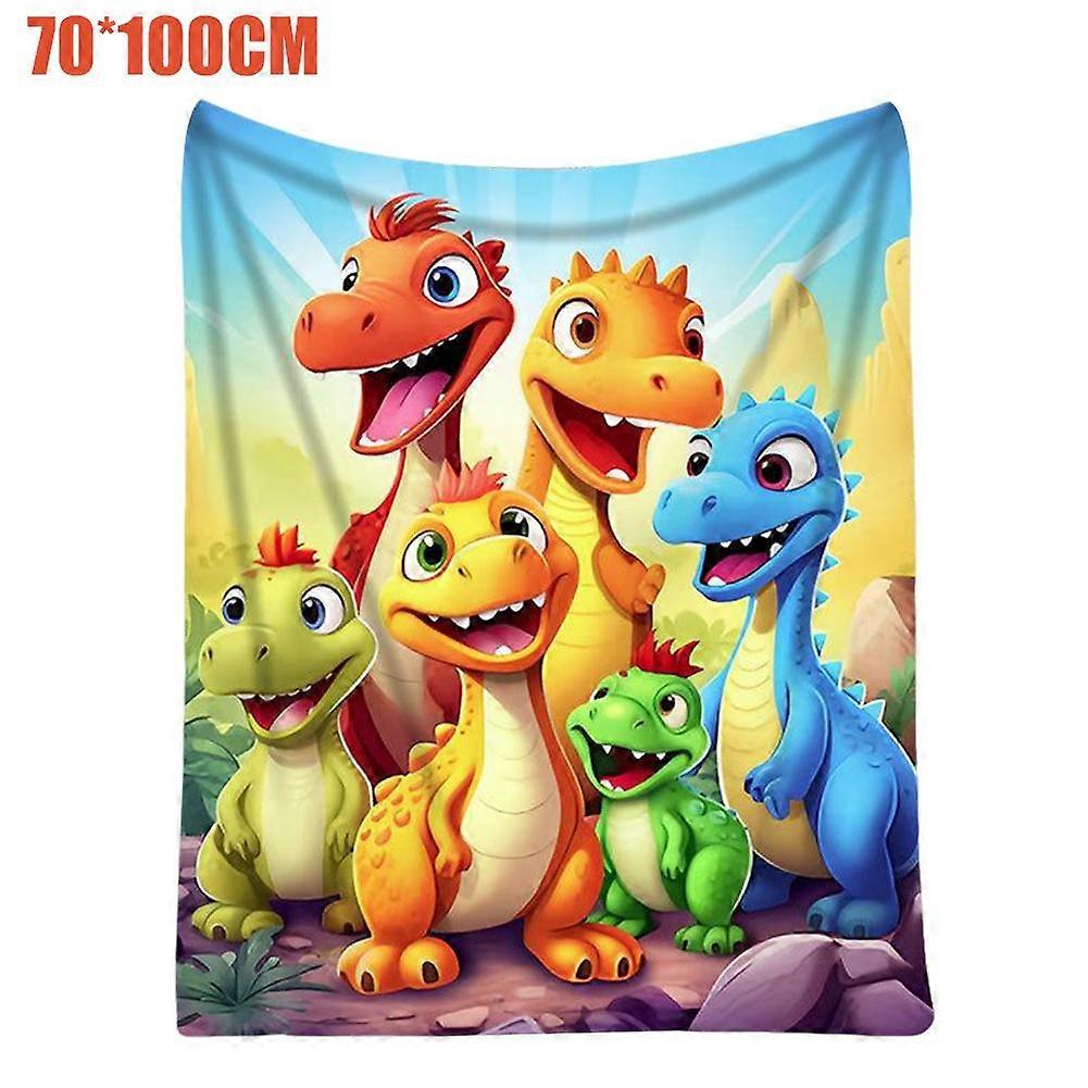 Dinosaur Print Flannel Blanket Dual Sided Kids Adult Soft Throw Multiple Sizes