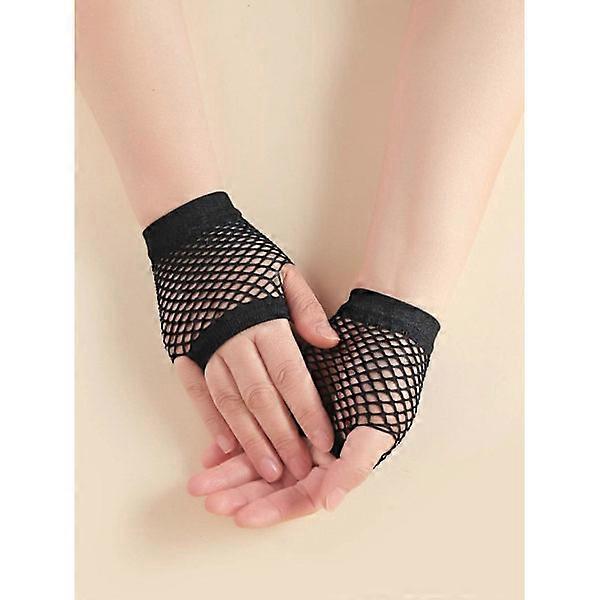 Guantes negros de malla elástica sin dedos