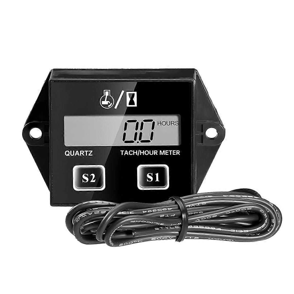 Digital Engine Tachometer Waterproof Inductive Hour Meter LCD RPM Gauge for 2 Stroke 4 Stroke Engines