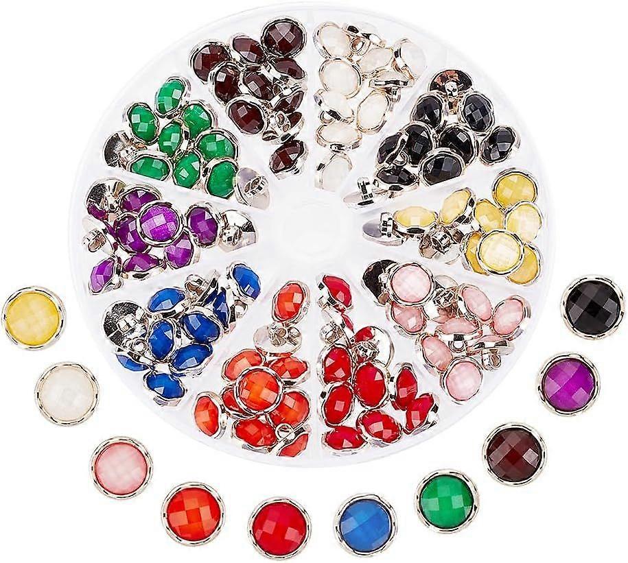 100 Pcs 10 Colors Pearlized Resin Shank Buttons 12.5mm Half Domed Sewing Buttons Half Ball Buttons Single Hole Buttons for Crafts Clothes Coat Jacket 