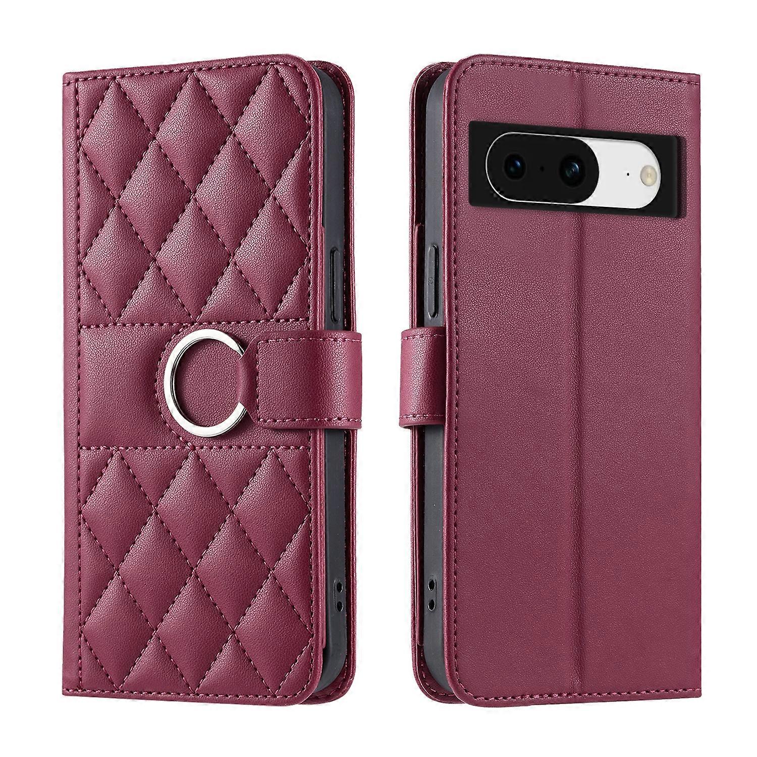 Ring Buckle Rhombic Leather Phone Case