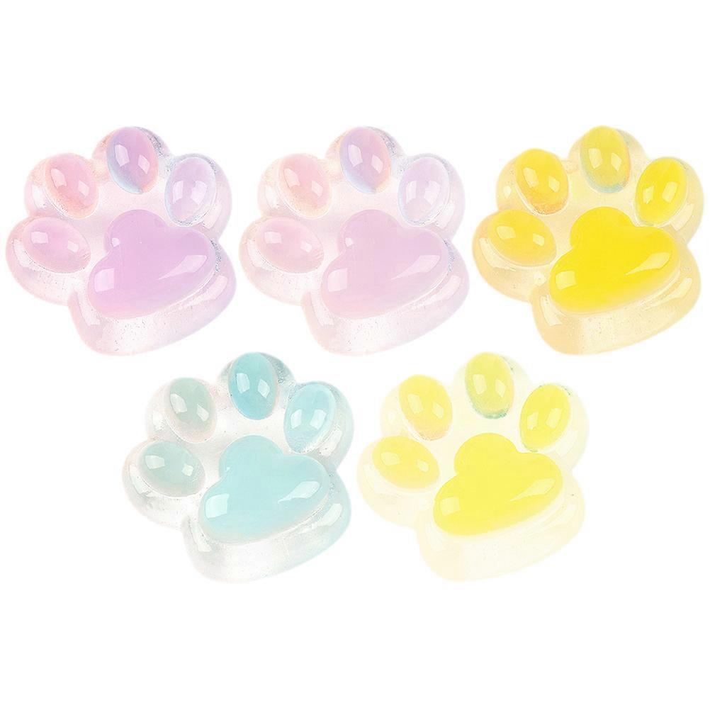 20 Pcs DIY Decoration Resin Charms Cat Paw Shape For Handmade Hairpin Phone Cases Assorted Color Luminous Feature