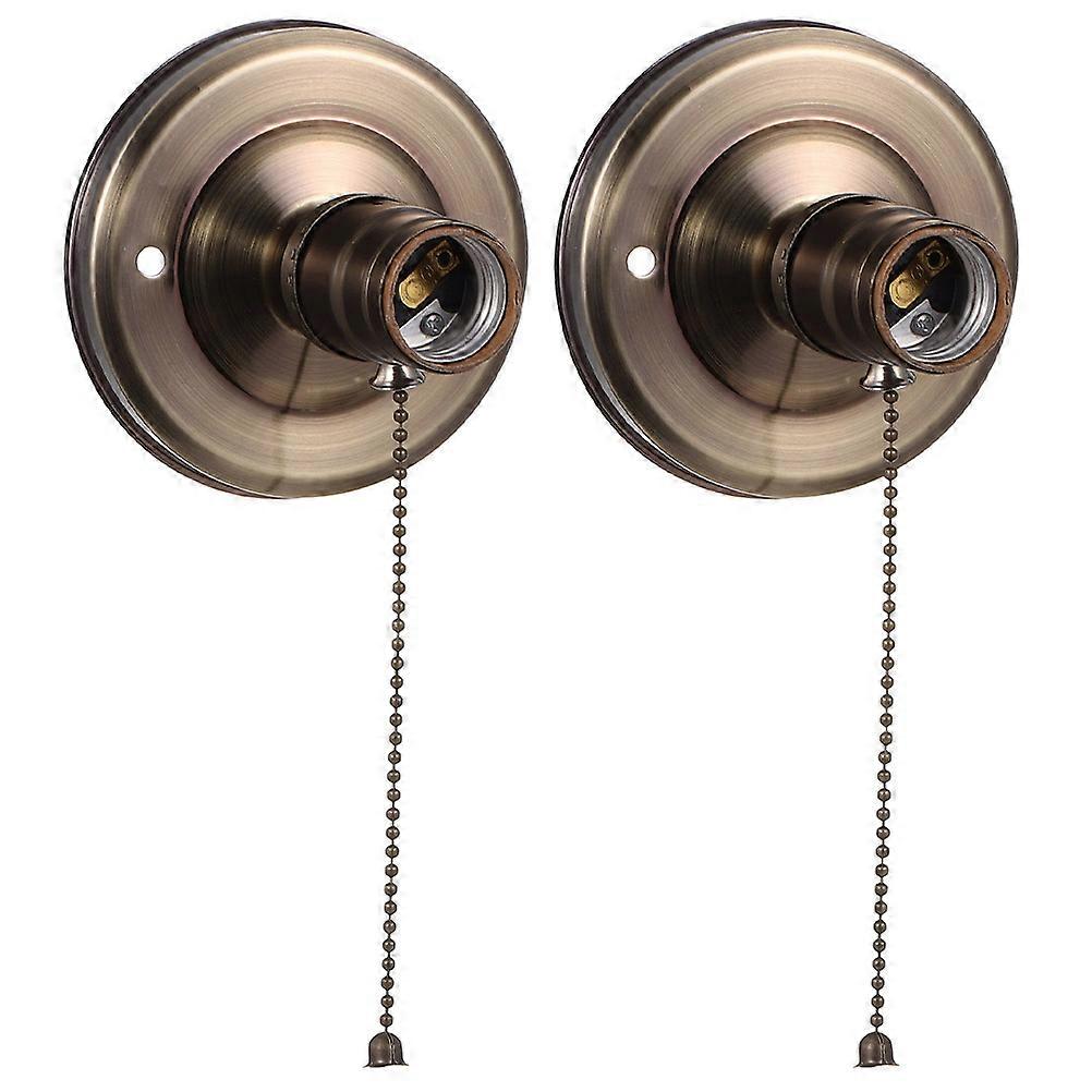 Golden Vintage Lamp Holder for Wall Light Socket with Pull Chain 2Pcs DIY Use