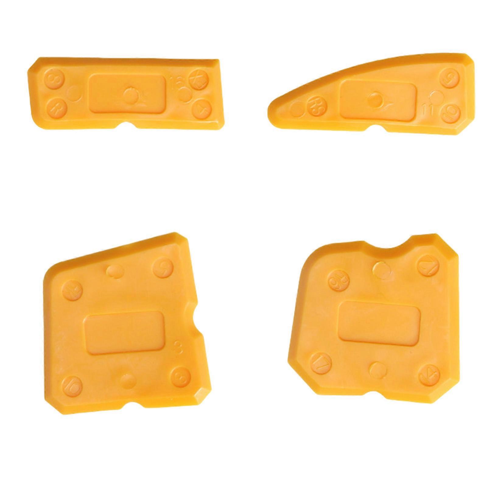 Set Of 4 Ergonomic Grout Scrapers Remover Tile Joint Cleaners Suitable For Removing Excess Sealant From Floor Wall Tiles  Yellow