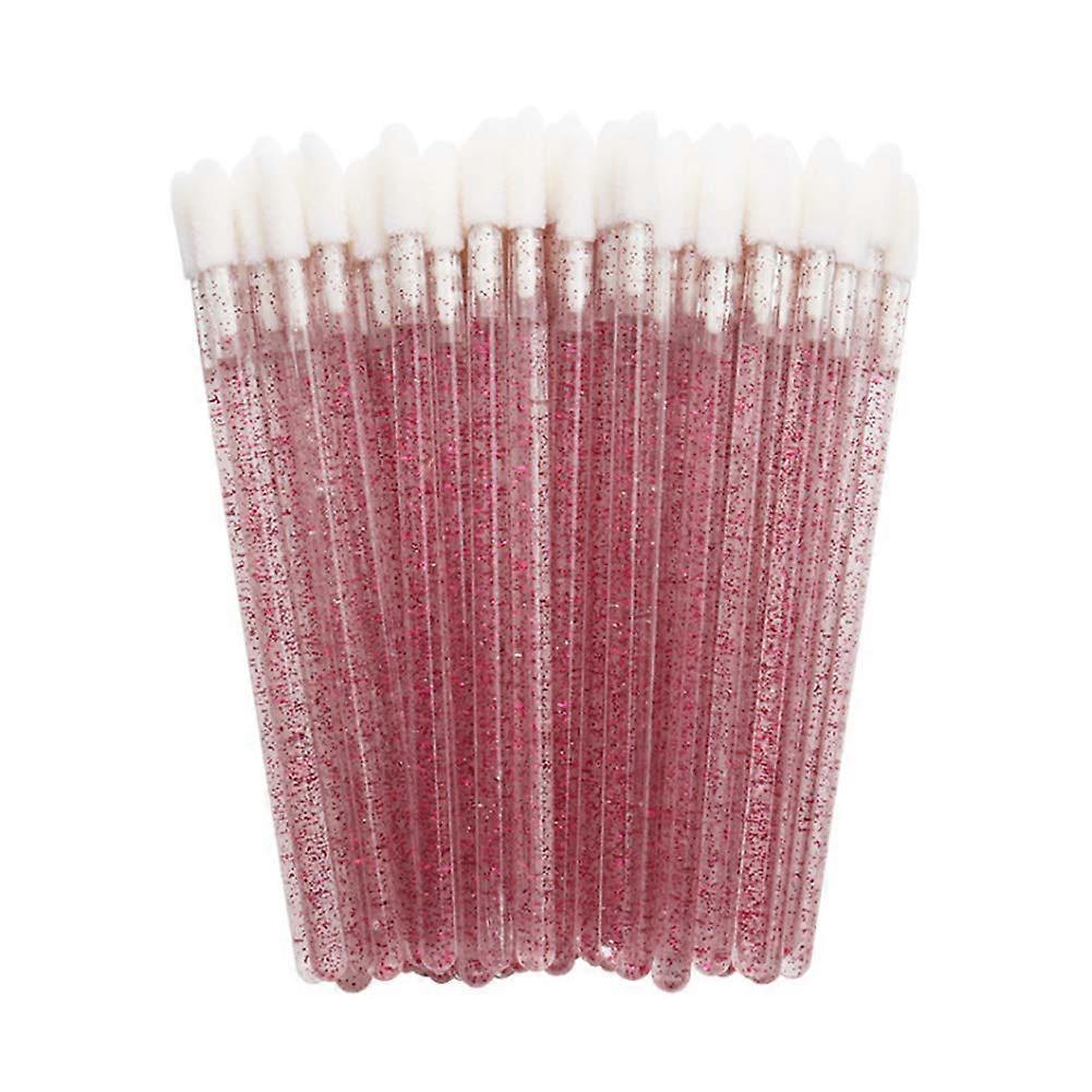 100 Pcs Disposable Lip Brush Crystal Handle Lip Gloss Applicator Wands for Precise Makeup (Rose Red)