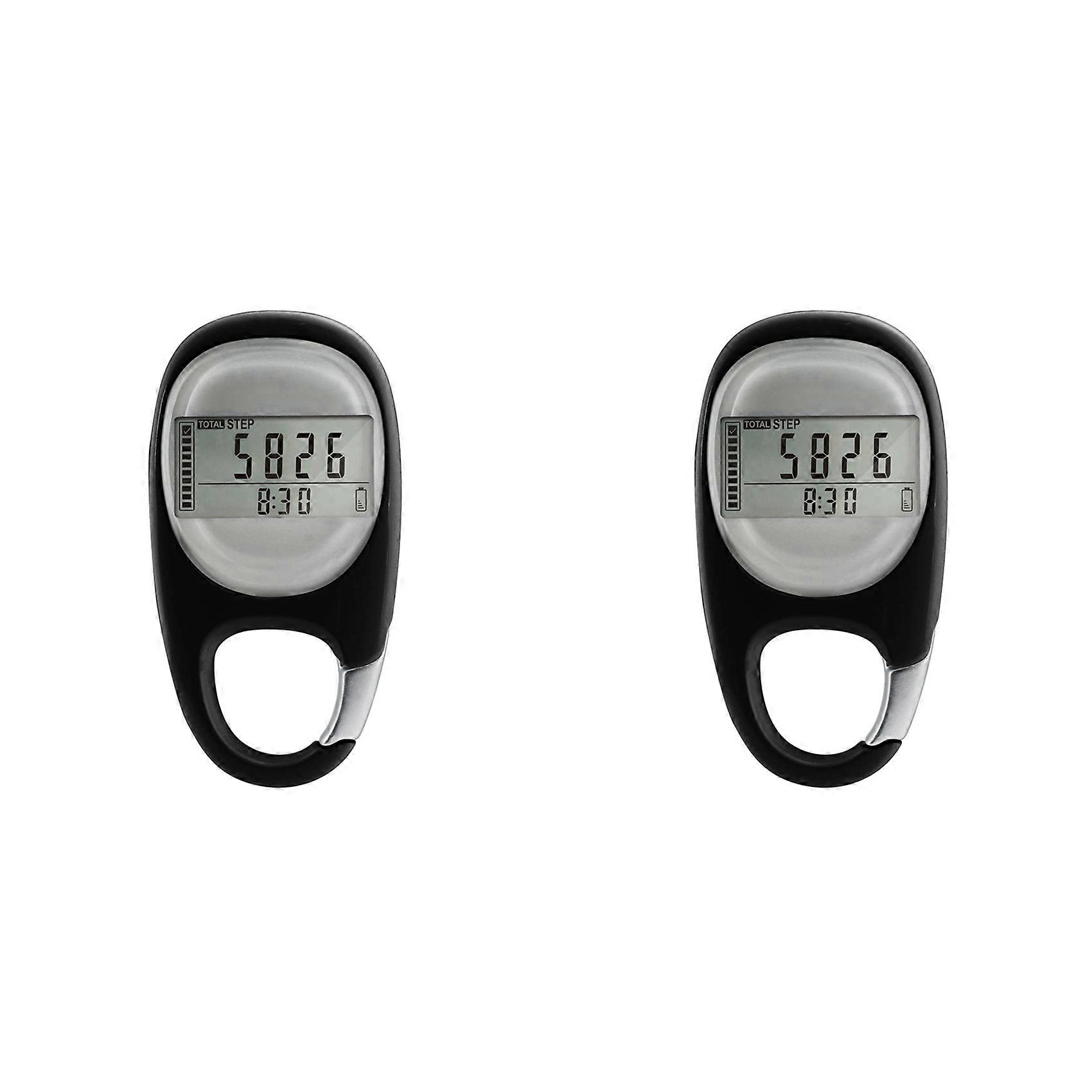 2X Pedometer for Walking, Portable Walking Pedometer 3D Step Counter, Simple Electronic Steps Tracker with Carabiner