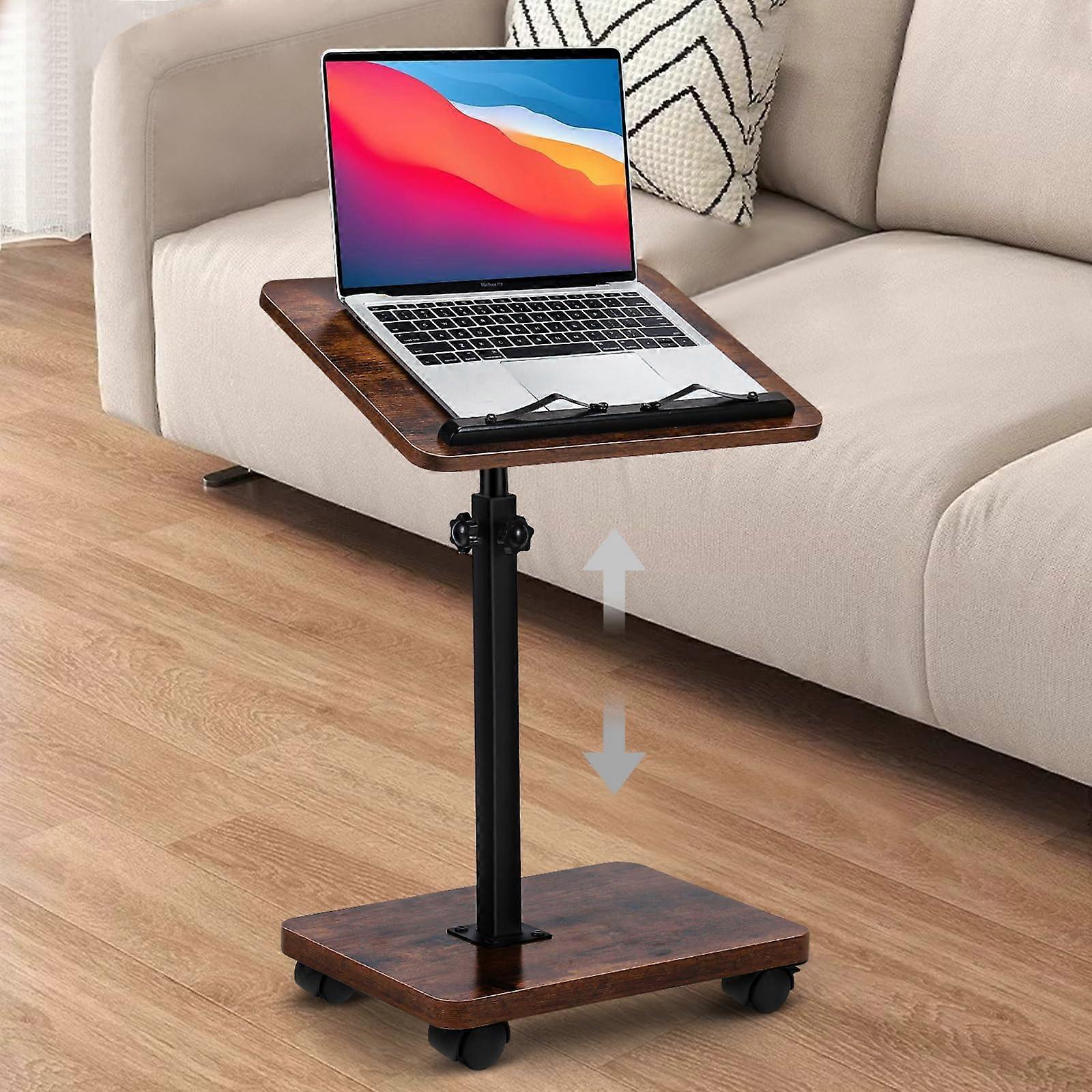 Adjustable Side Table with 360° Swivel  and 180° Flip Panel, Couch Tray Table for Sofa or Bed
