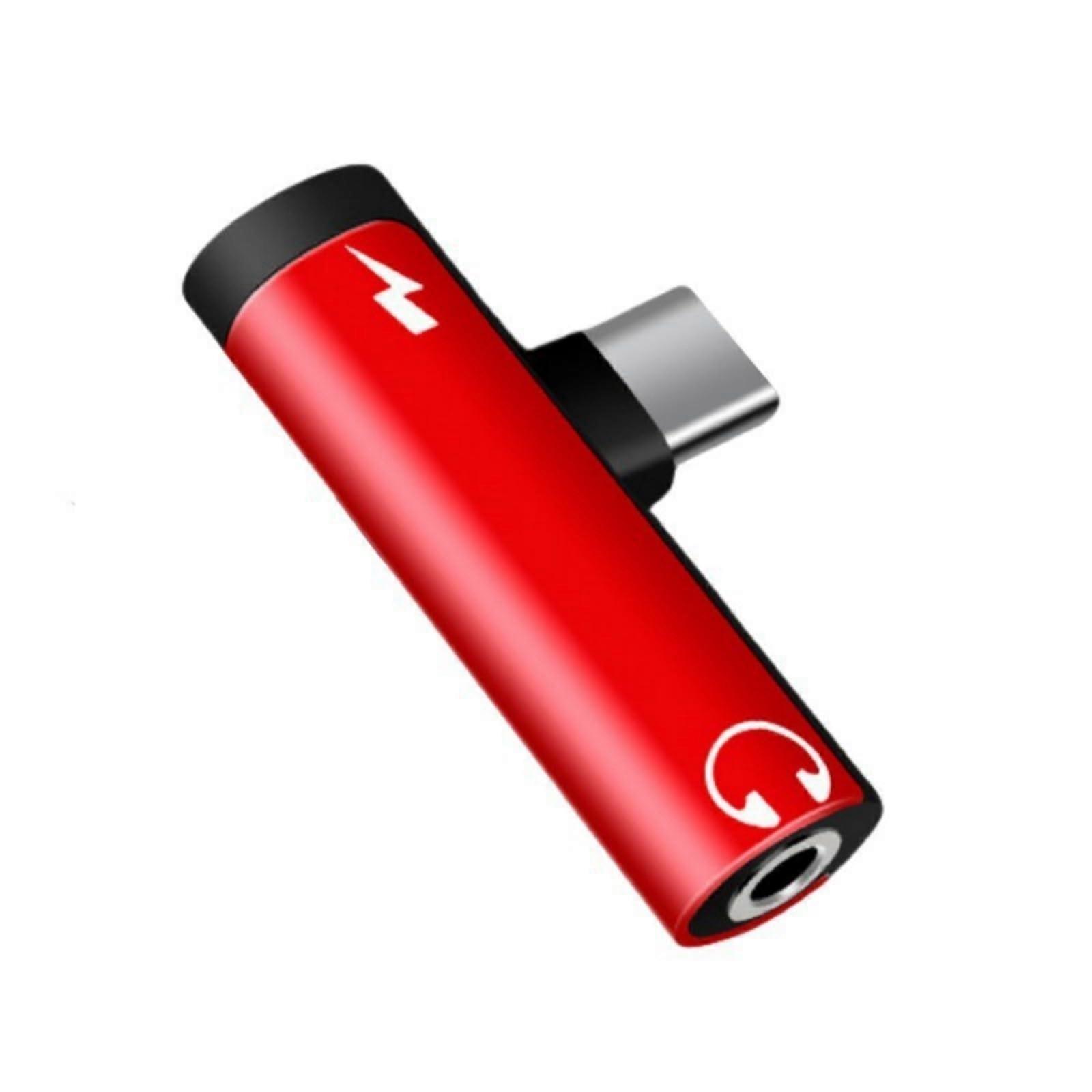 Double Function Type 3.5mm Audio Link With Charging Port Aluminum Alloy Red For Smartphones And USB Device