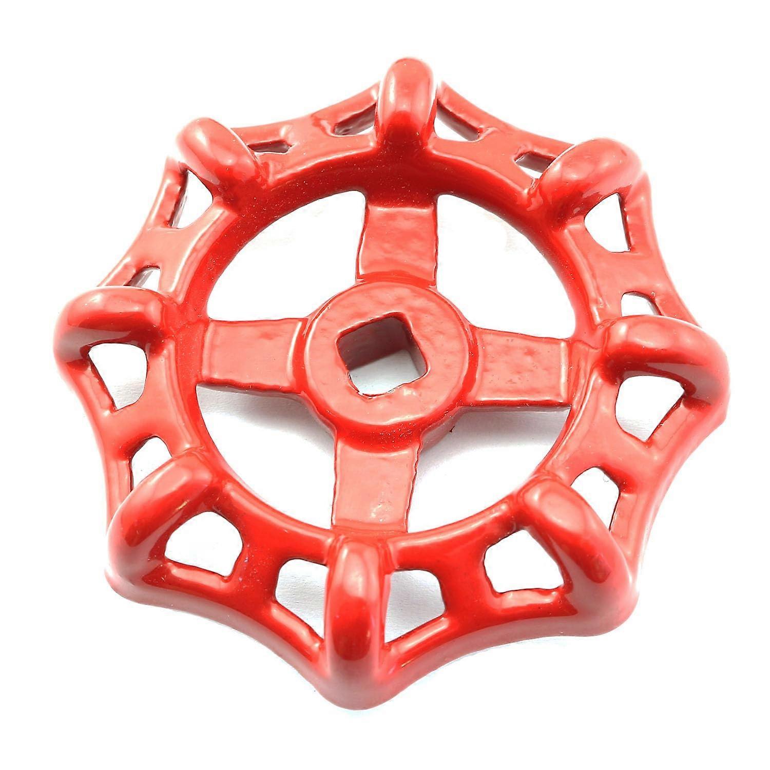 Outdoor Faucet Handle Cast Iron Round Wheel Hose Bib Handle for 8x8mm Valve Stem, Red