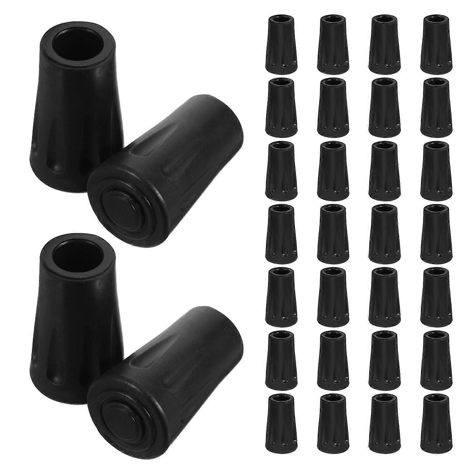 Rubber Hiking Stick Ends Shock Absorbing Walking Cane Tips 30Pcs for Stability