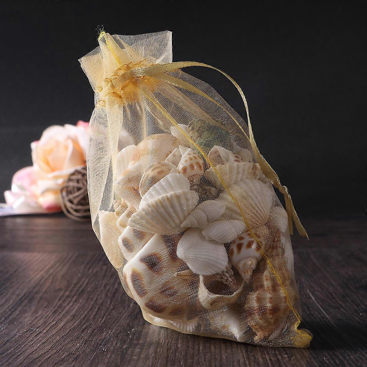 Golden Gift Bags Drawstring for Wedding Storage 100Pcs Pouches