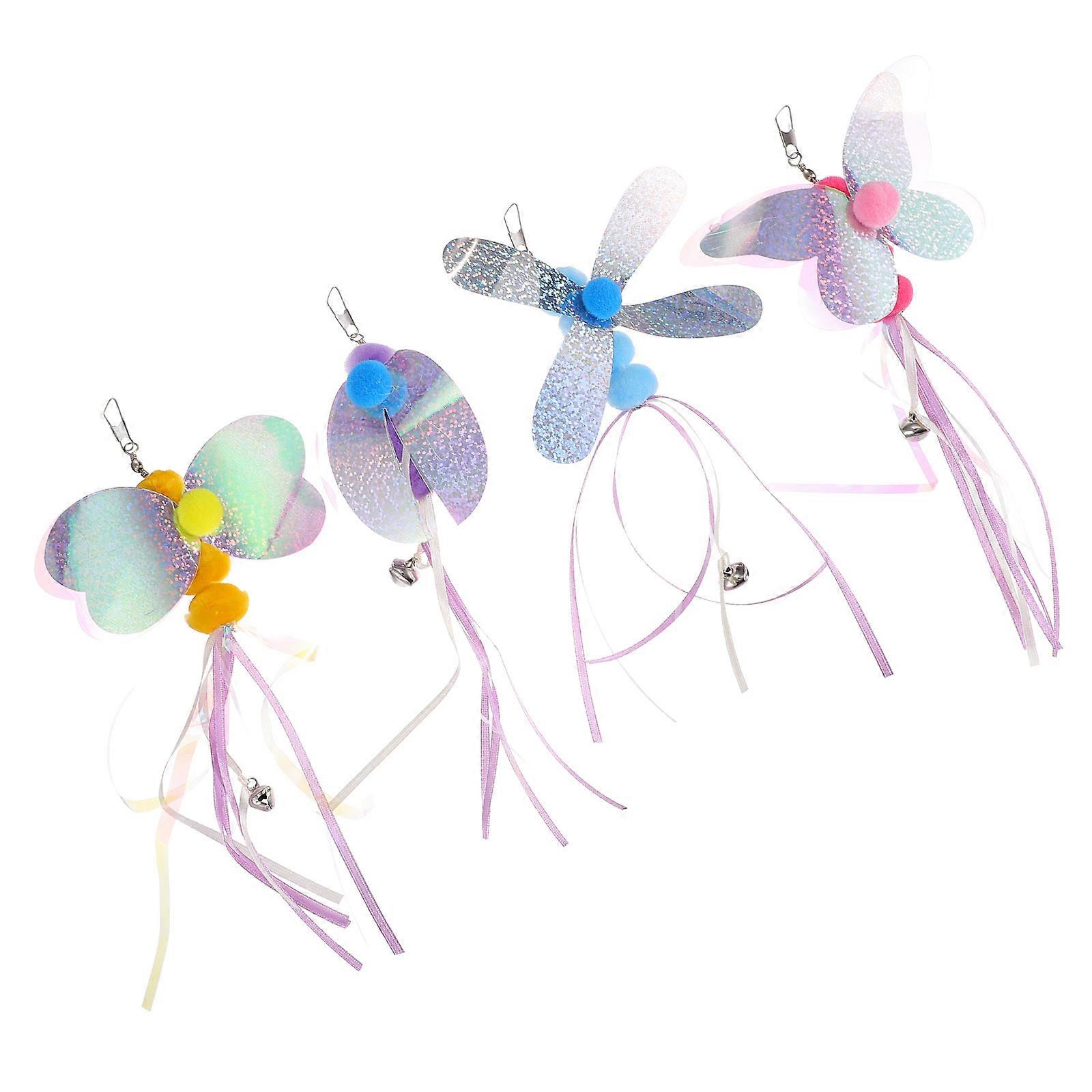 Cat Teaser 4Pcs Cat Plaything with Bell Interactive Wand for Pet Fun