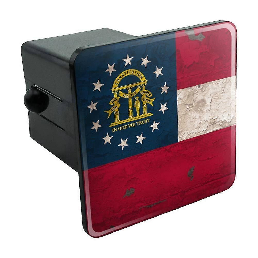 Rustic Georgia State Flag Trailer Hitch Cover Plug for 2 Inch Receiver, UV Resistant Design