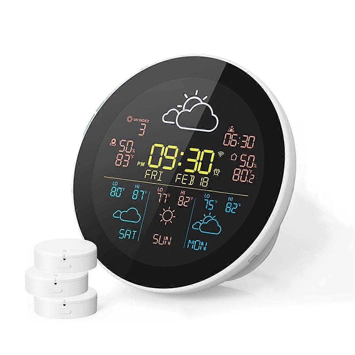 Tuya WiFi Weather Clock Thermometer Hygrometer with Alarm Clock Function LCD Display Wireless Weath