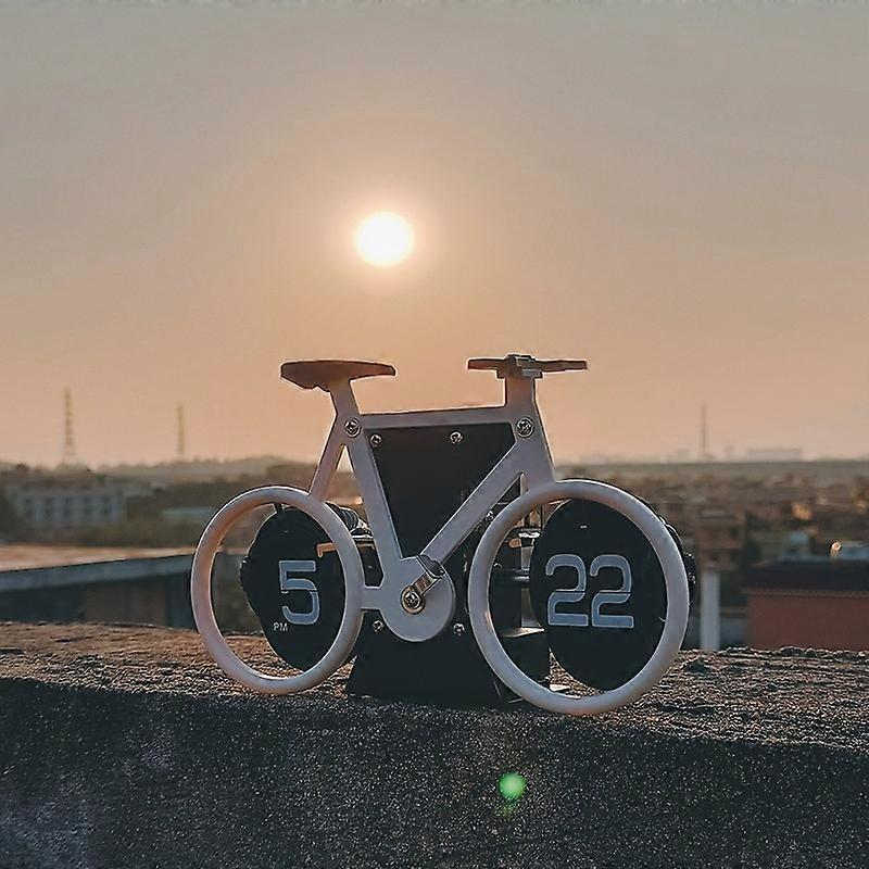 HY-F087 Retro Bicycle Shape Automatic Flip Home Decorative Turning Clock