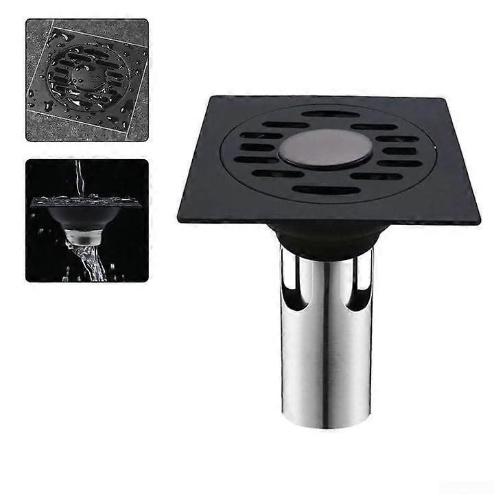 Square Floor Drain with Deodorizing Function, Thickened Stainless Steel Shower Drain for 5075mm Pipe