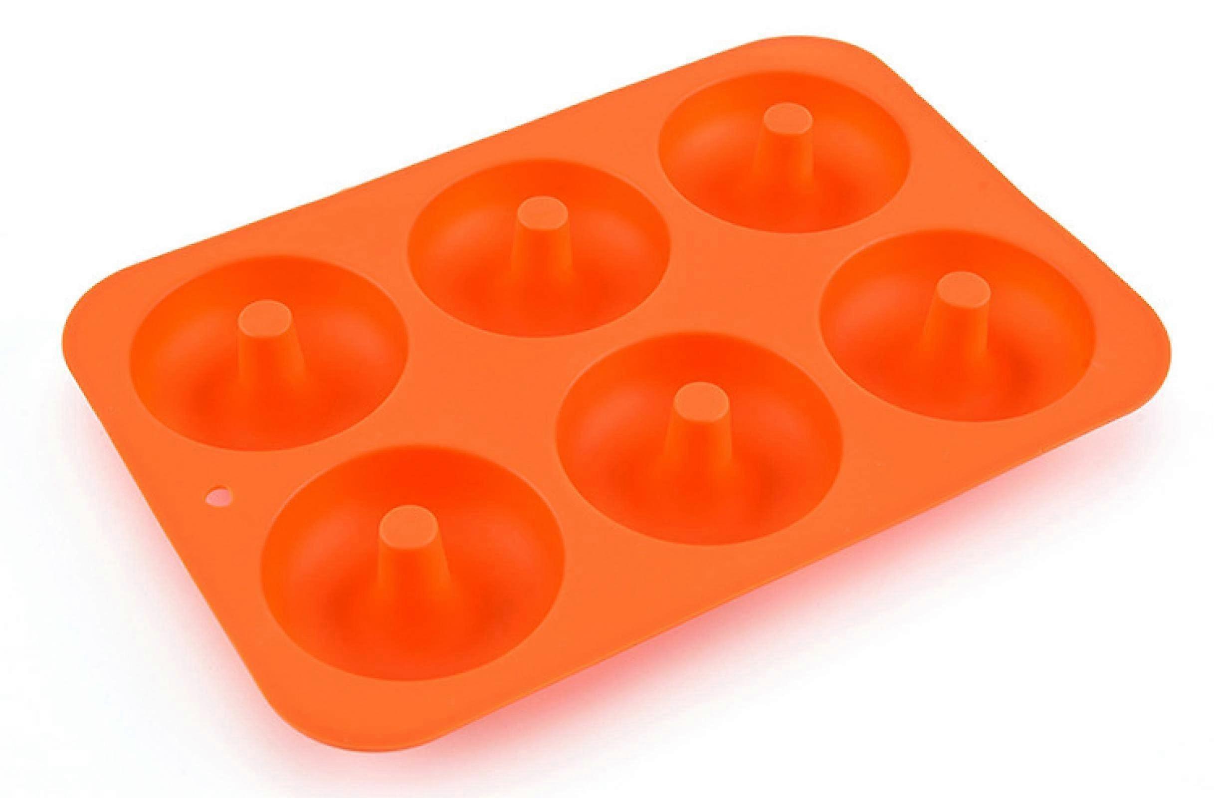 Silicone Doughnut Mold Nonstick HeatResistant Baking Pan Easy Clean Reusable Orange
