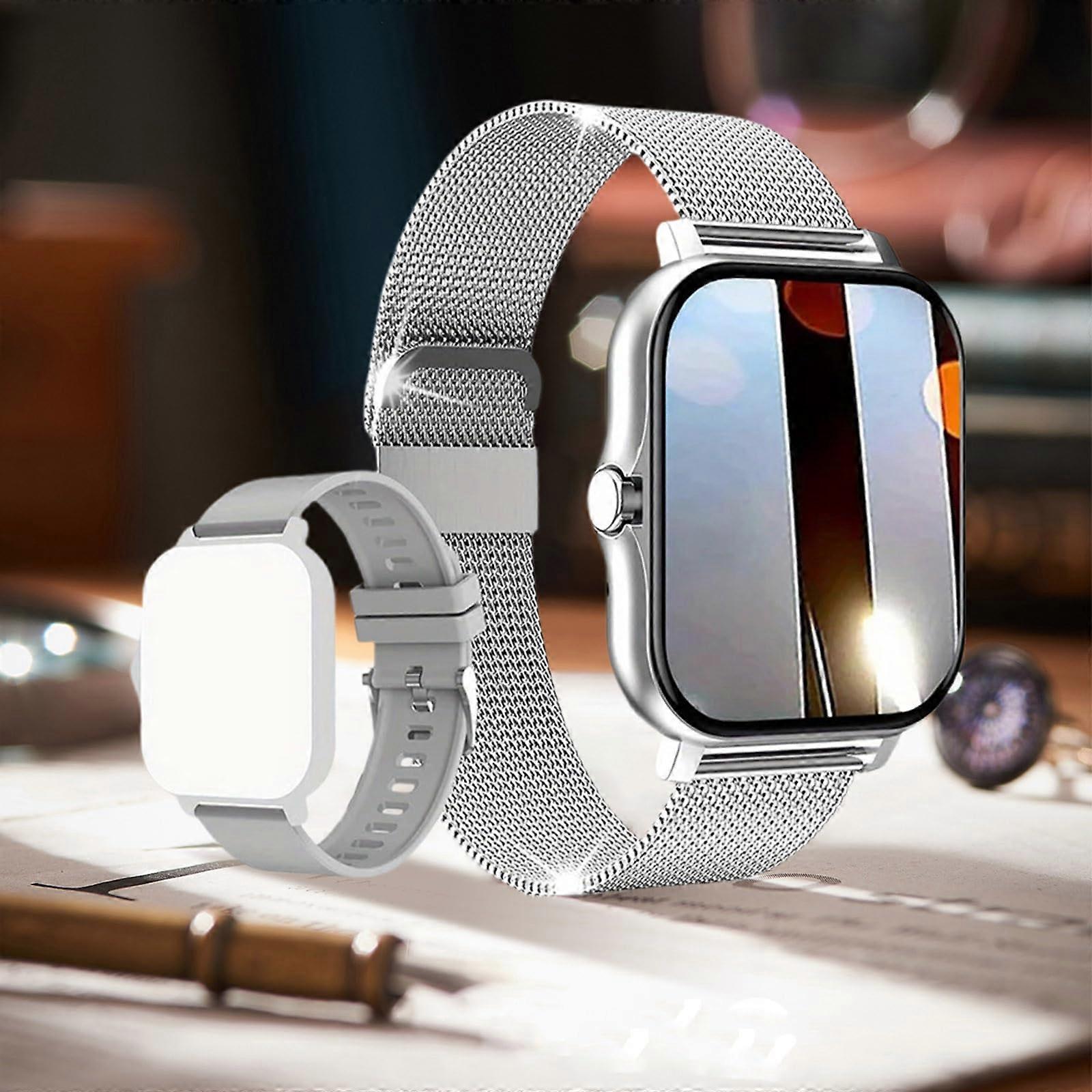 Waterproof Smartwatch with Calling Function, 1.44 Inch Touch Display, Double Straps for Men and Women