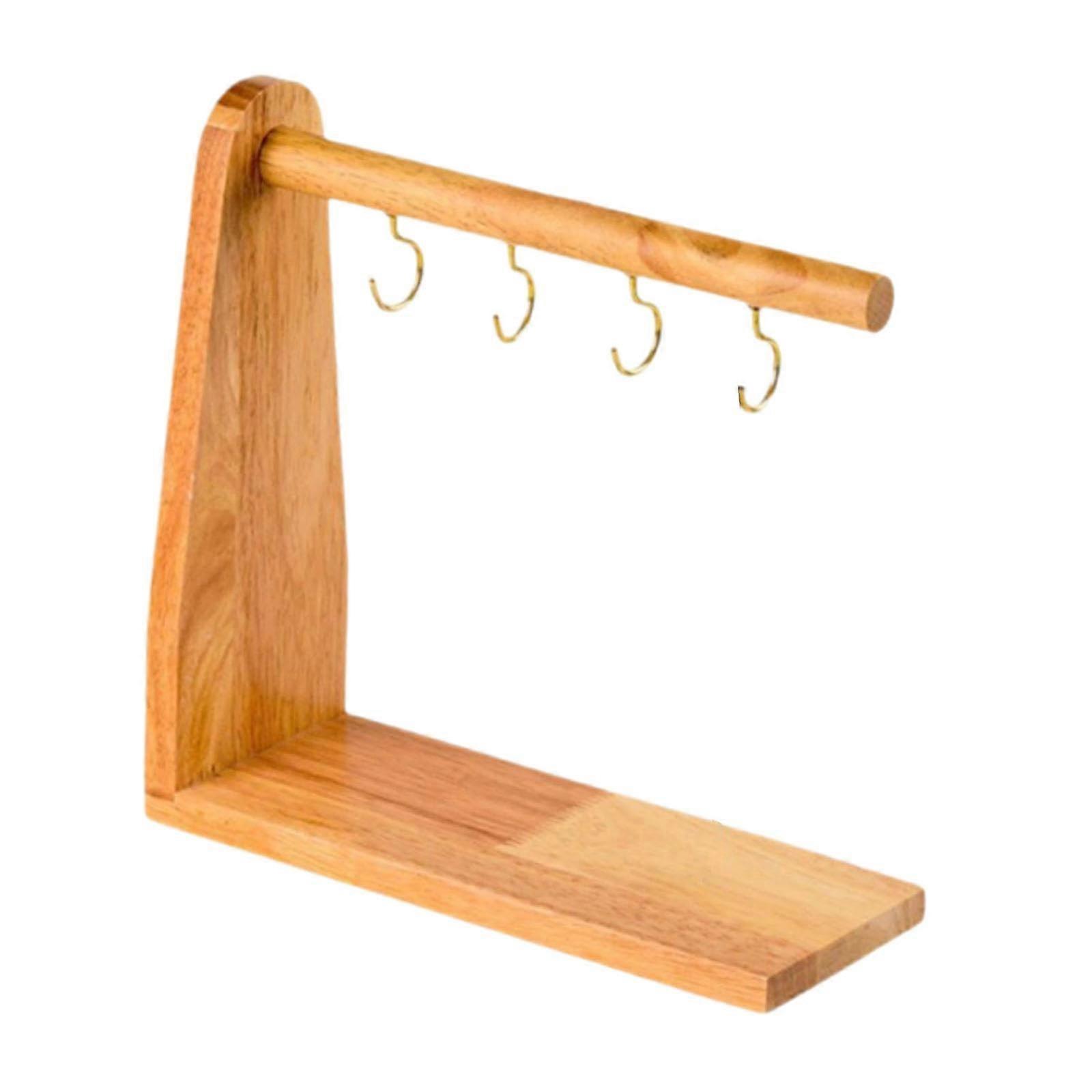 Wooden Skewer Rack with Wide Tray Base, Rustic Serving Stand for BBQ, Dining Table and Kitchen