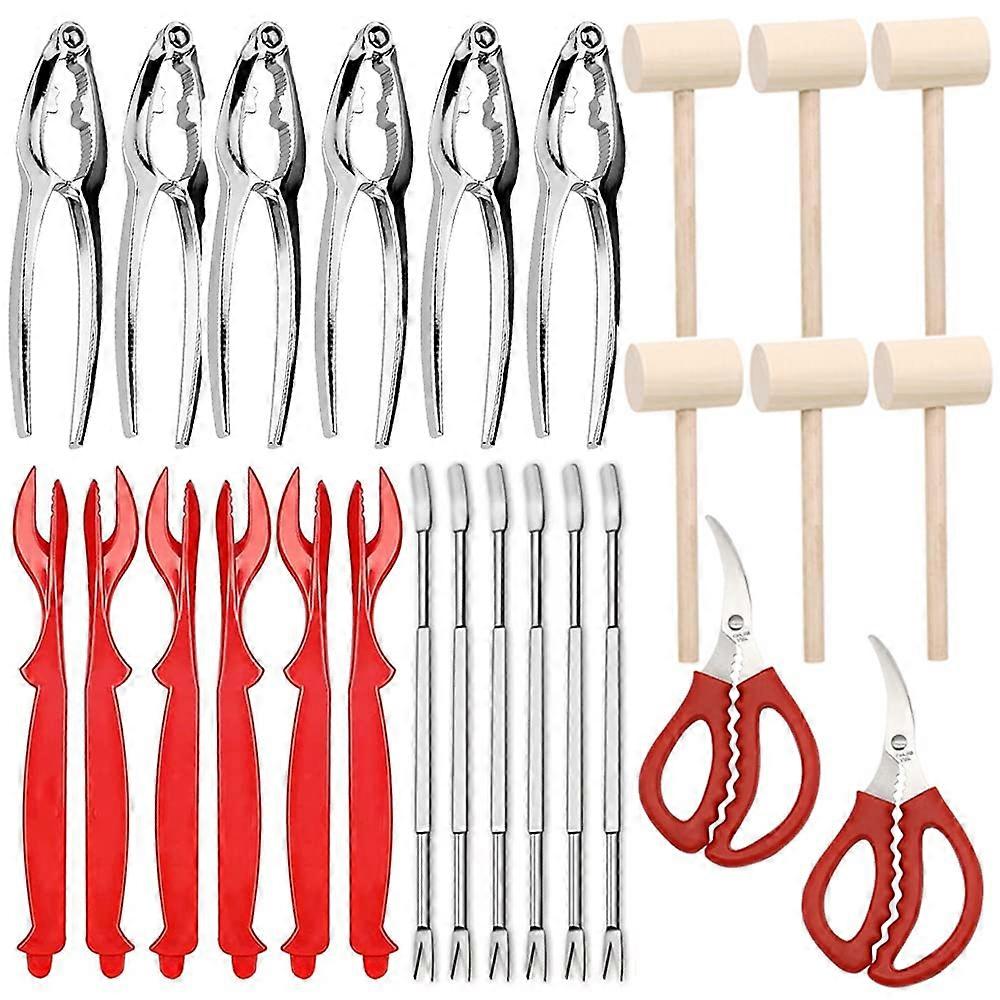 26 PCS Seafood Tools Set with Crab and Lobster Crackers, Scissors, Forks, Hammers, Nutcracker