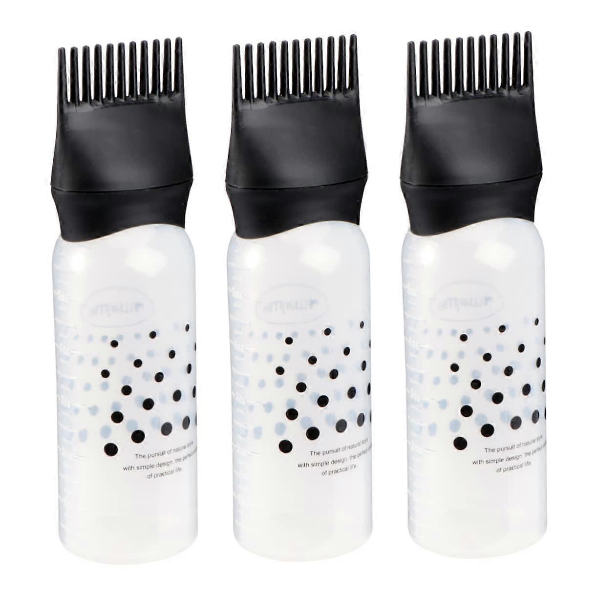 Hair Dye Applicator Bottle with Comb Tip, 3pcs Colorful Set for Precise Root Application, Black