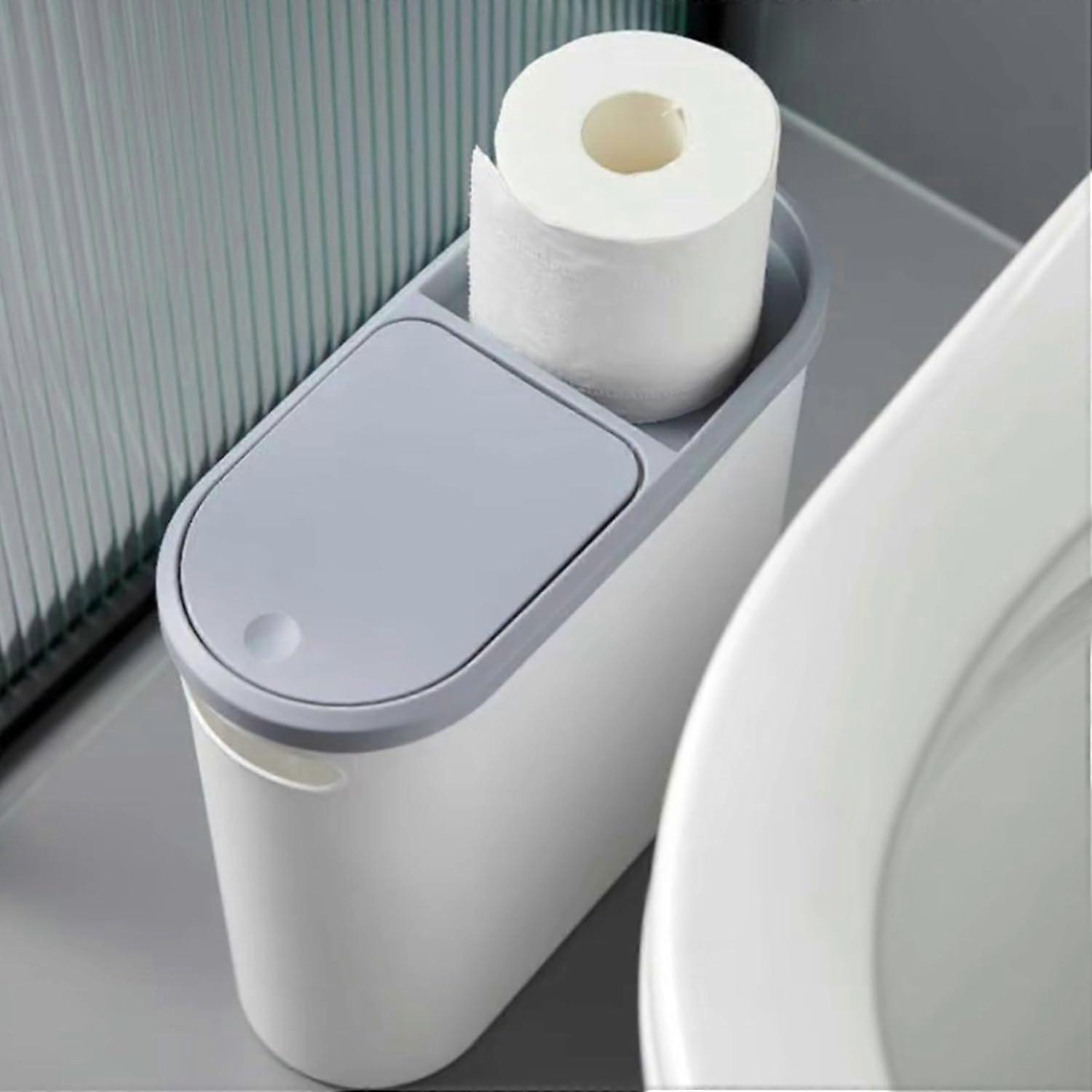 Slim 2.7 Gallon Bathroom Trash Can with Lid, Space Saving Odor Reduction Bin for Small Spaces