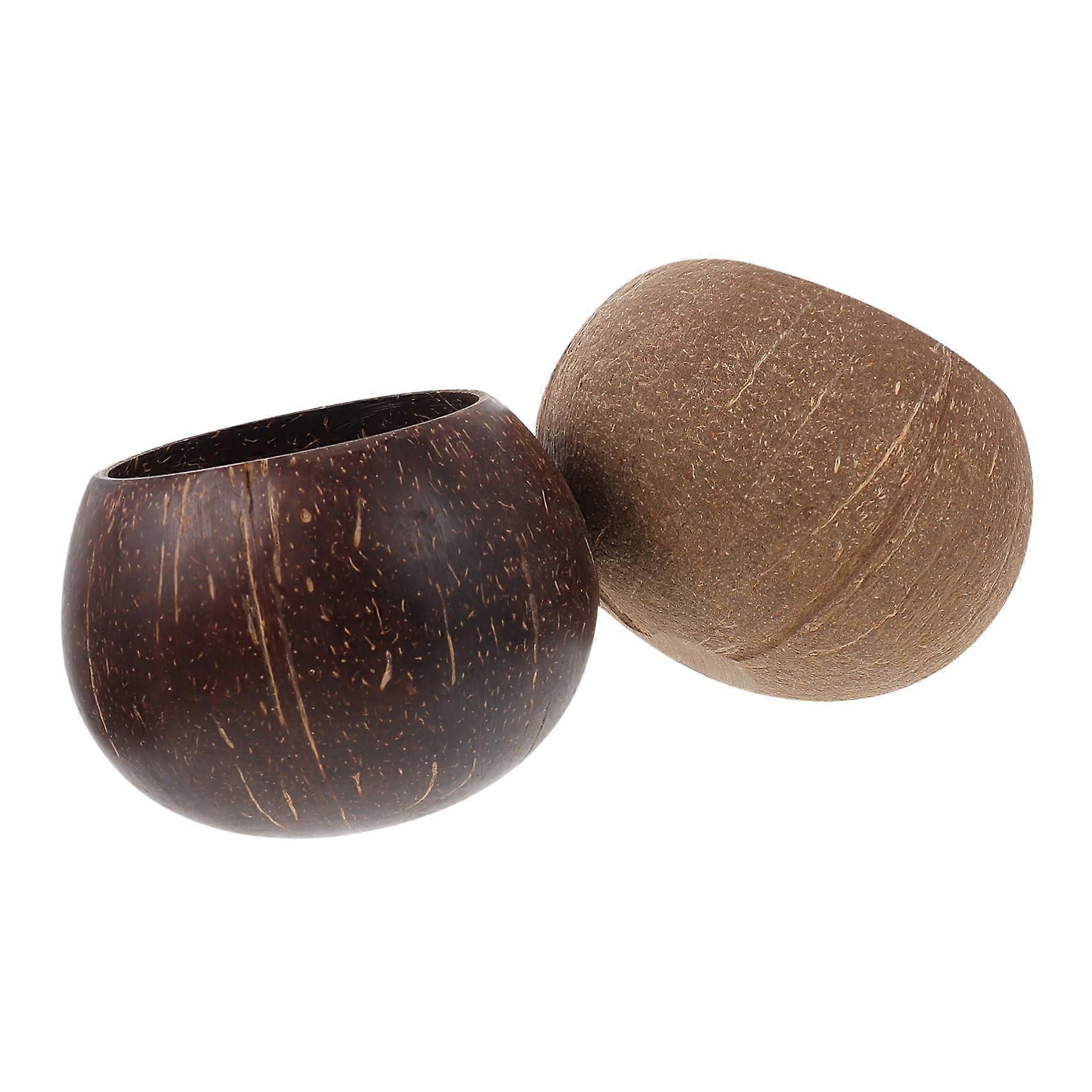 2pcs Handmade Coconut Shell Candle Holders EcoFriendly Natural Bowls for Rustic Decorative Use