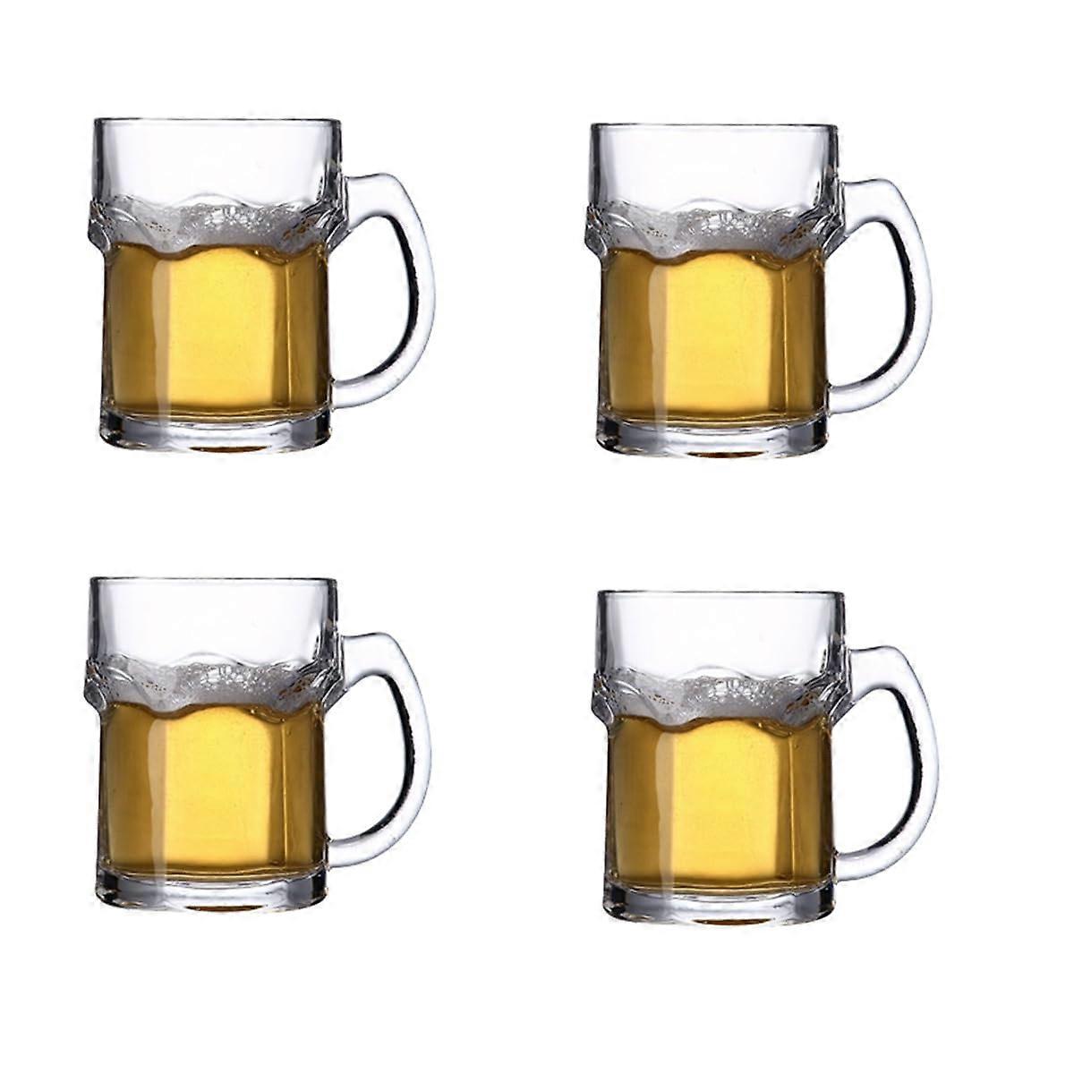 4 Pack 500ml Beer Mug Glasses with Ergonomic Large Handle, Classic Thick Sturdy Stein Set