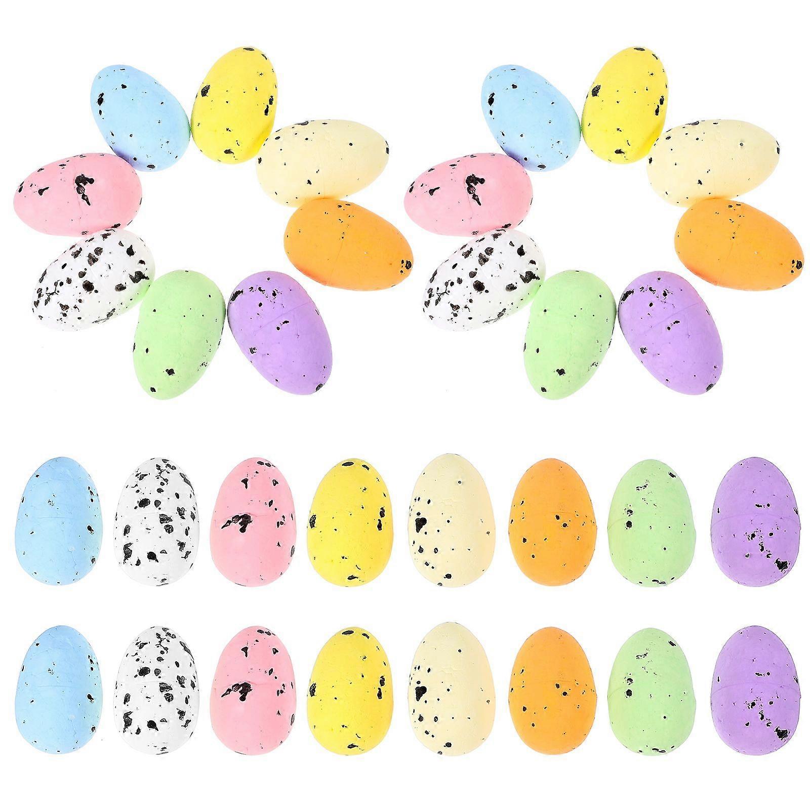 60pcs Simulated Bird Egg Decorations Easter Eggs Ornament Reusable Foam Eggs Easter Party Layout