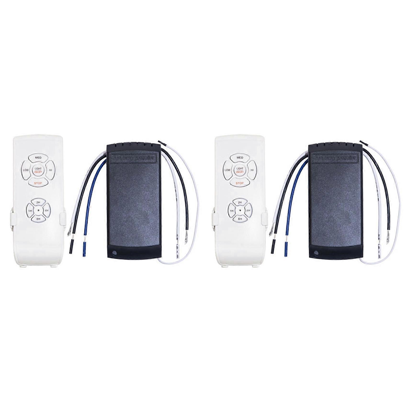 2X Universal Ceiling Fan Lamp Remote Control Kit AC 110V Timing Setting Switch Adjuste Wind Speed Transmitter Receiver