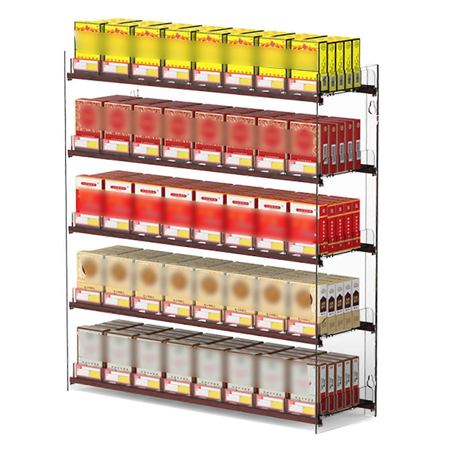 Acrylic Cigarette Display Case with Automatic Pusher, Clear Wall Mounted Retail Counter Rack Organizer