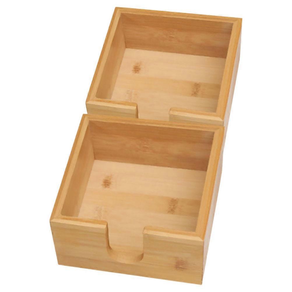 Tissue Holder Bamboo Square Tissue Box Cover for Storage 2Pcs