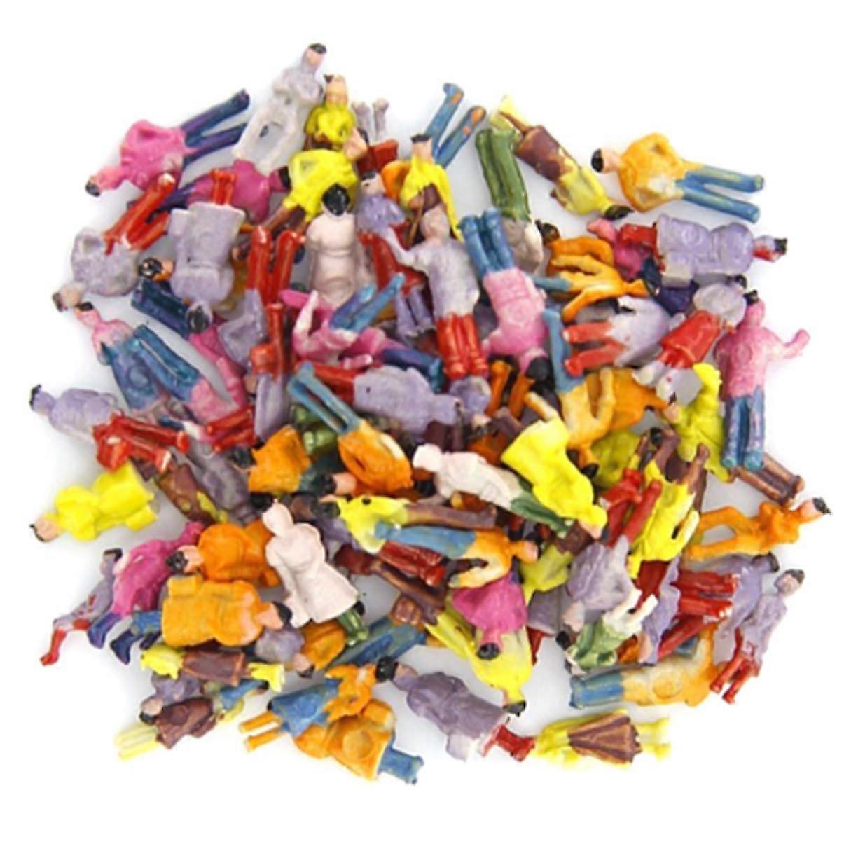Miniature People Figures 100pcs HO Scale Prepainted Assorted Poses 1:150 for Model Railways