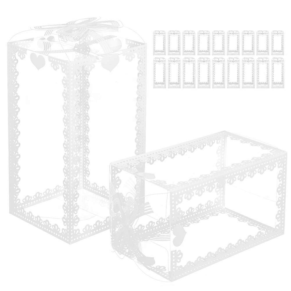 Clear Gift Packing Boxes for Cake Use 30Pcs White PVC Candy Container Set