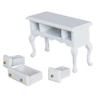 Miniatyrskrivbord i trä med låda för dockskåpsmöbler och fotorekvisita