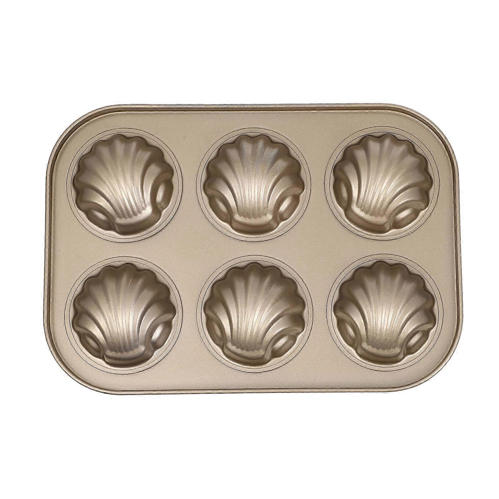 Cake Mold Shell Design Baking Pan for Kitchen Use 3Pcs Non-Stick Golden