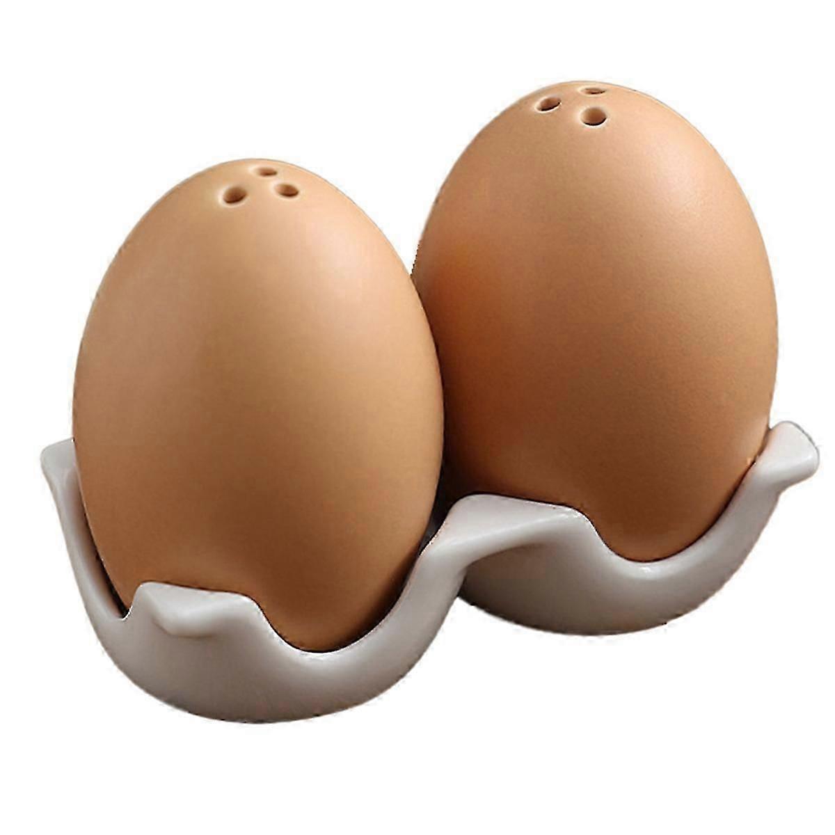 Mini Brown Egg Shaped Ceramic Salt and Pepper Shaker Set
