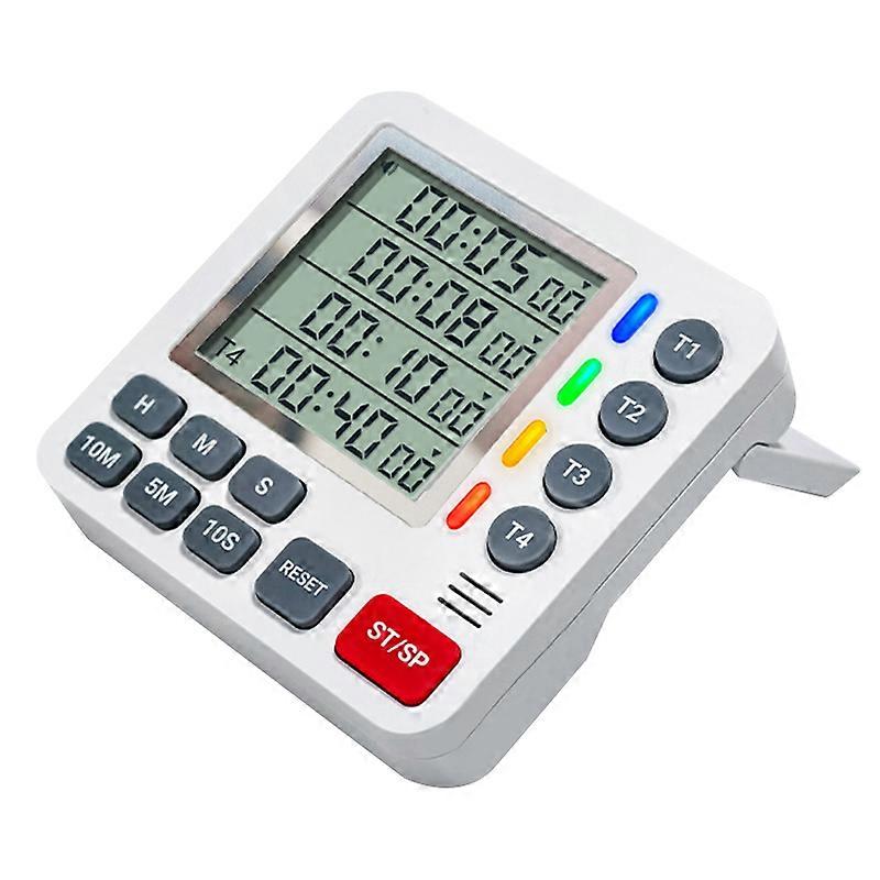 4 Channels Digital Kitchen Timer Large LCD Display Count UP/Down Home Magnetic Timer compatible with Kitchen Cooking Baking Study Sleeping