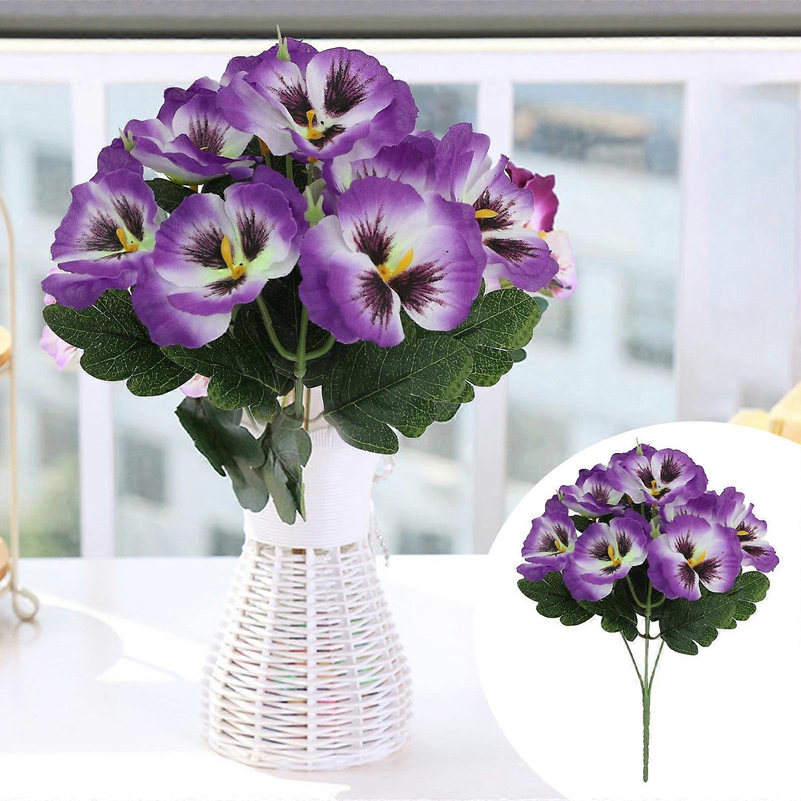 Bifavgk Artificial Pansy Bouquet – White Simulated Flower for Wedding, Party, DIY, Home & Stage Decoration – Compatible with Wedding Cloth Craft