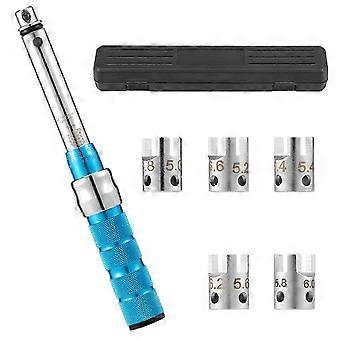Juego de llaves dinamométricas de acero para radios, 2-10 Nm, 5,0-6,8 mm, con estuche.