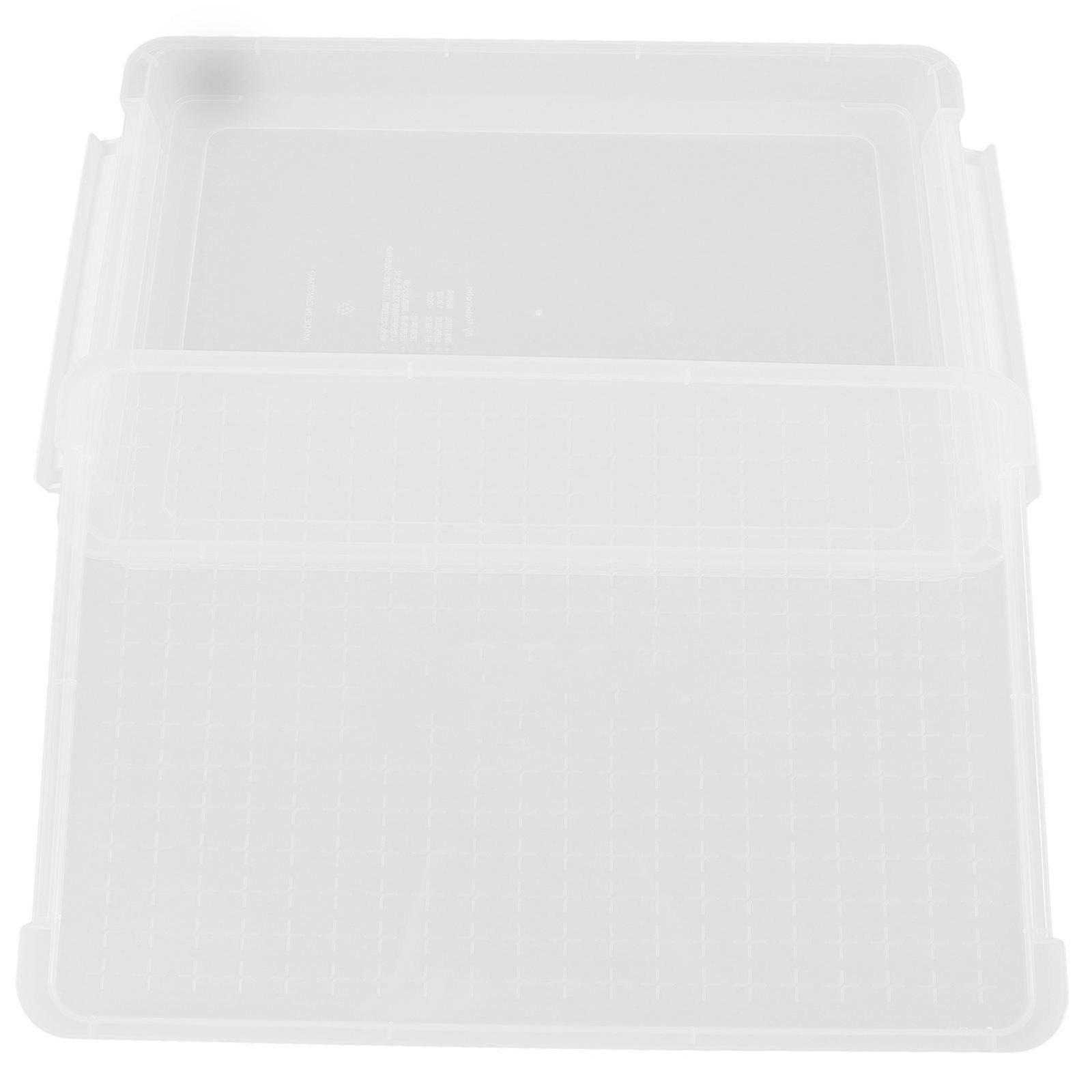 A4 File Box with Lid for Document Storage Stackable White PP