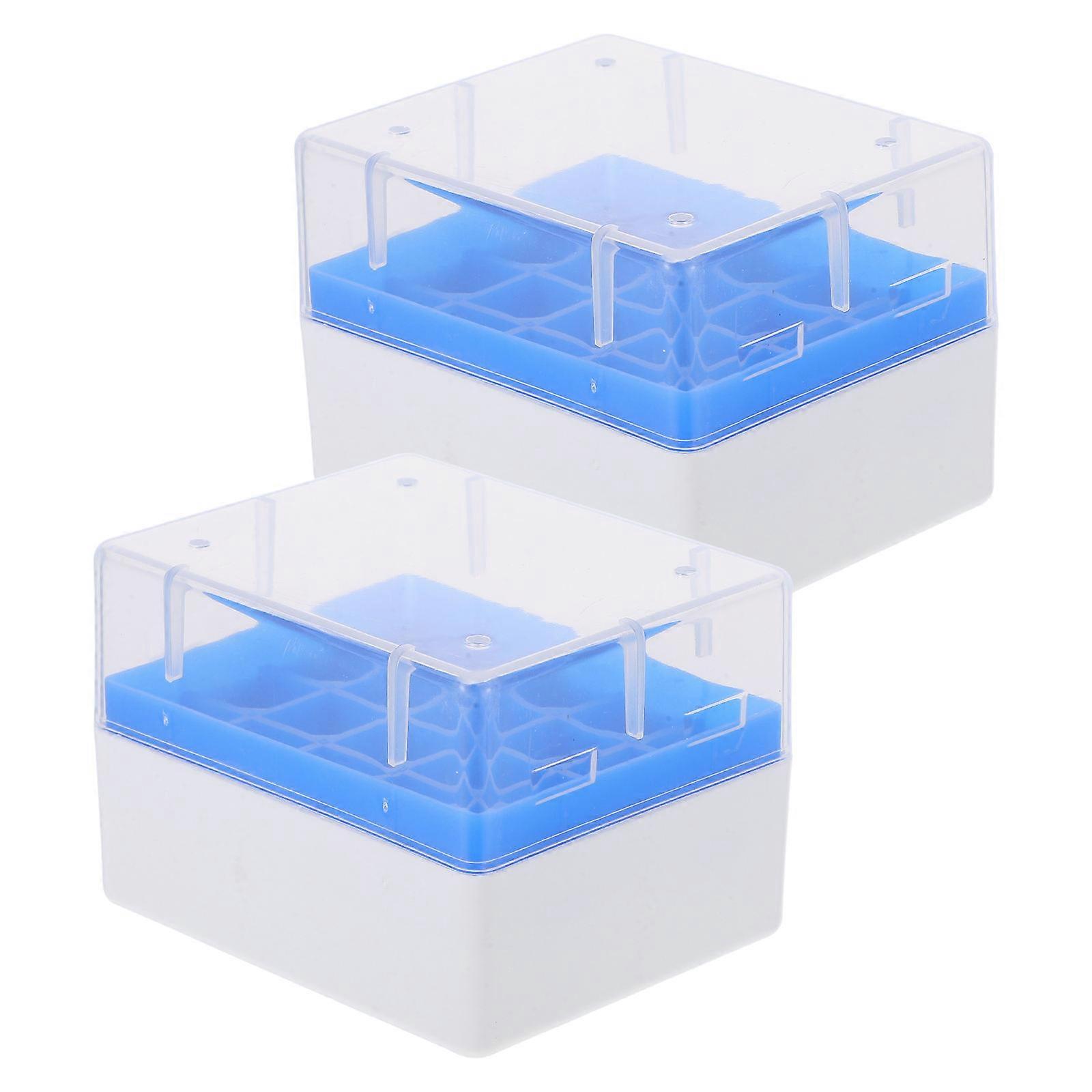 Lab Freezer Box PP Plastic Cryobox Vial Rack for Sample Storage 2Pcs