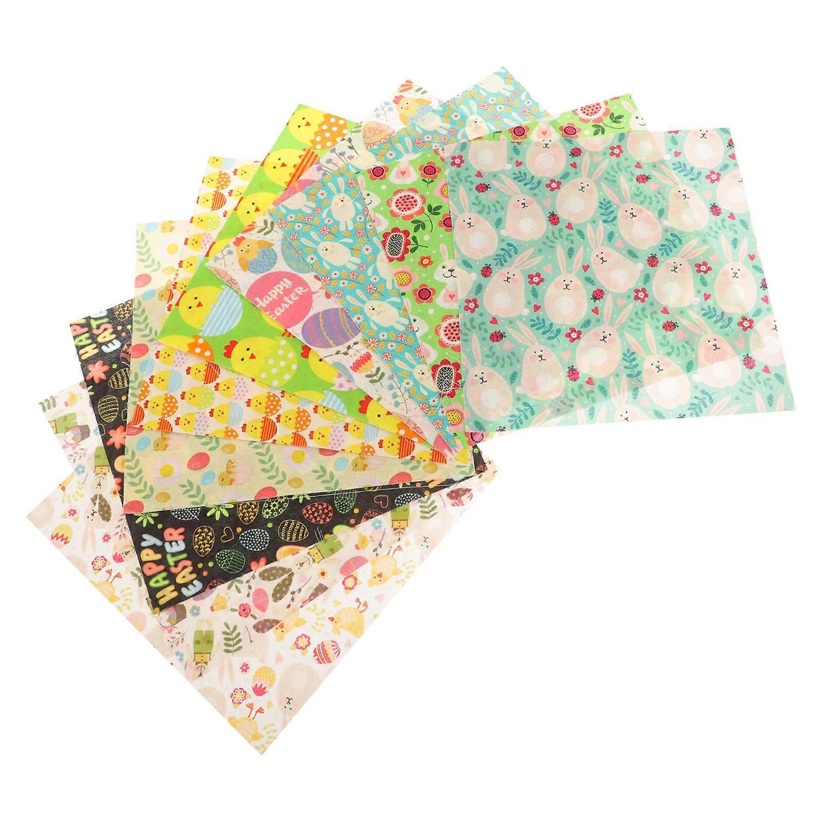 Cotton Fabric Easter Patchwork for DIY Crafting 10 Sheets Sewing Cloth