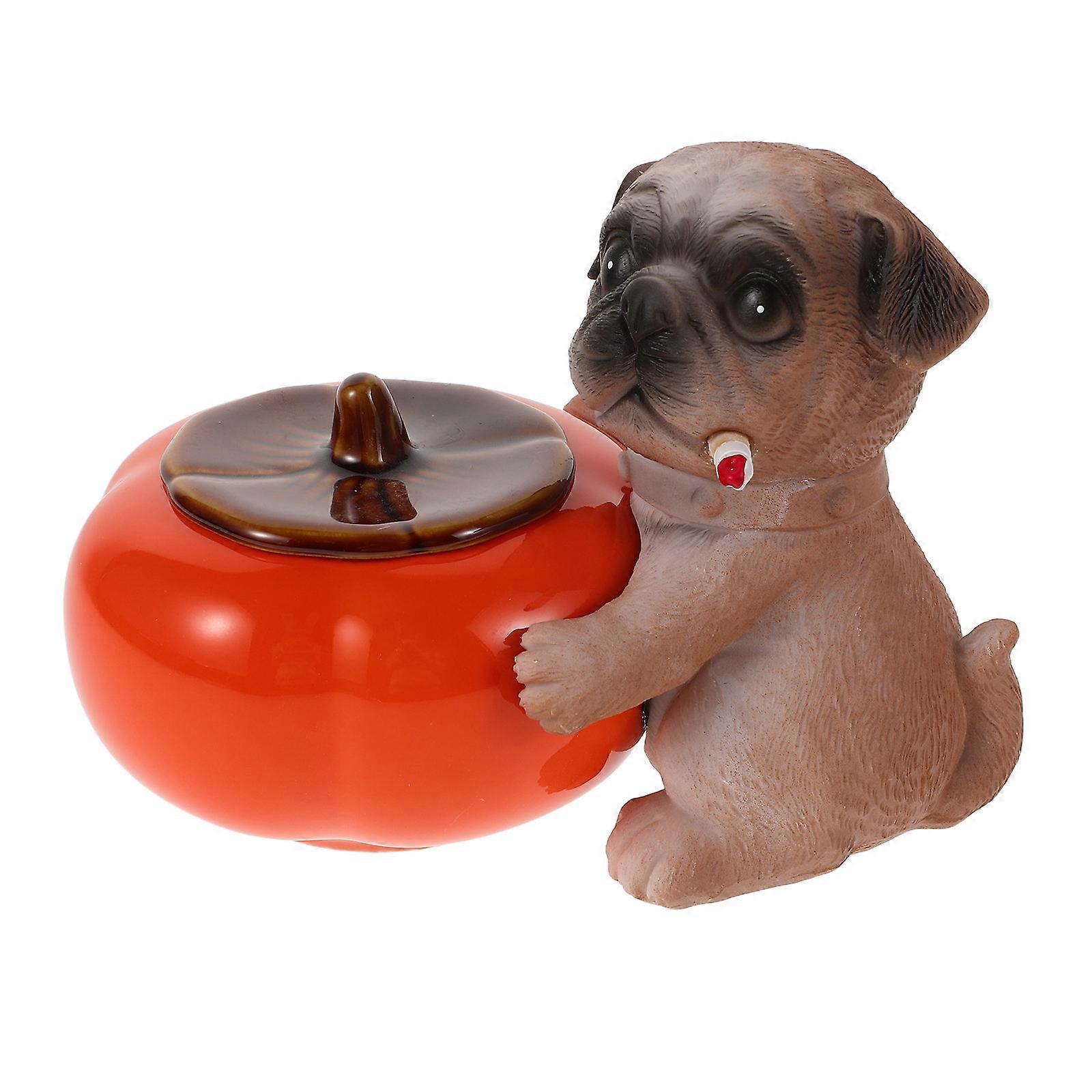 Persimmon Ashtray Ceramic with Lid for Desktop Multi Decor