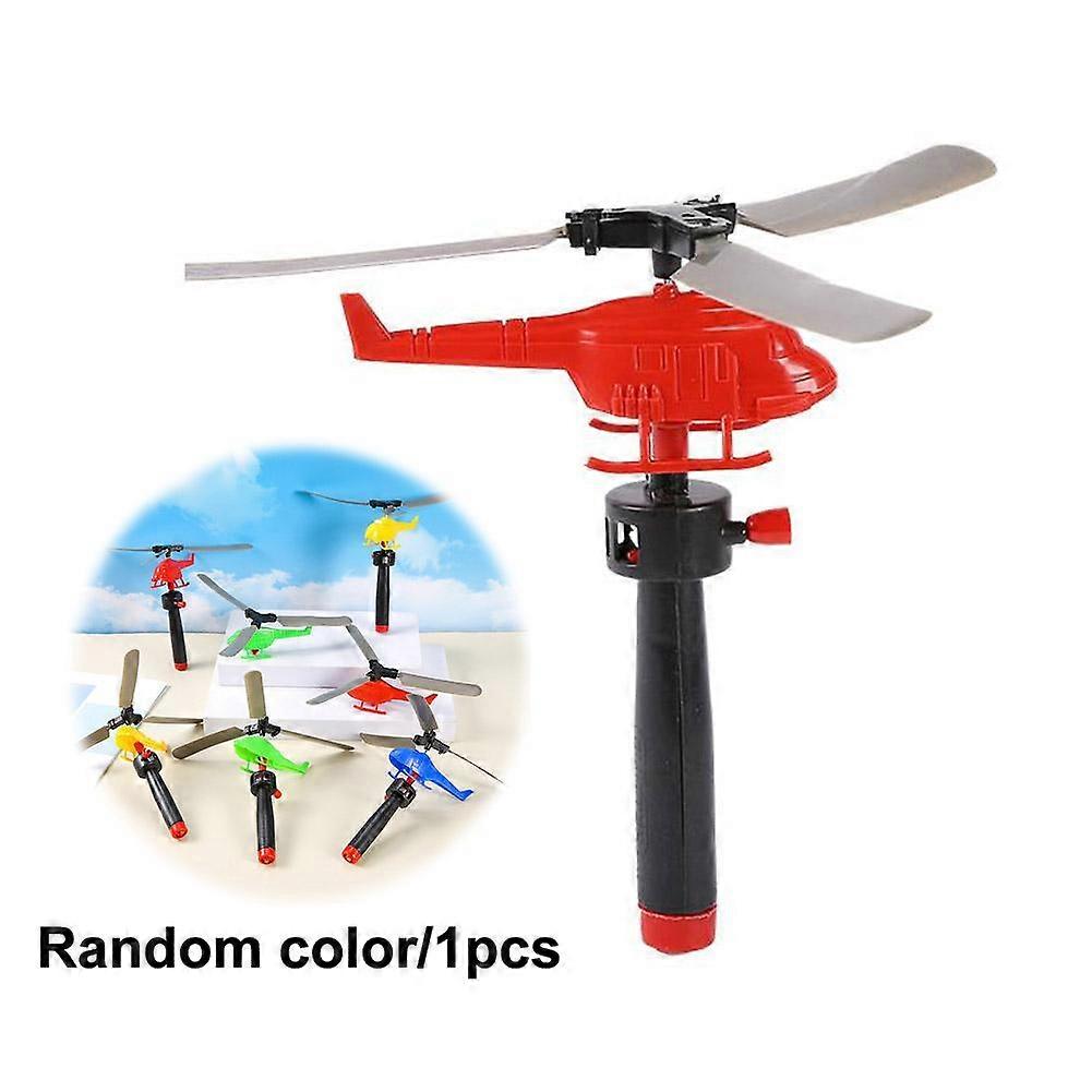 String Pull Helicopter Toy - 16cm Plastic Launch Plane for Kids