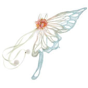 Large Butterflies Wing Hair Clip Dangle Plush Ball Hair Barrette Girls Hair Accessory Cosplay Prop(Right Wing)