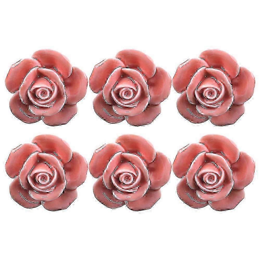 Unique Knobs Flower Dresser Knobs Creative Shape Design Pink 4CM 6Pcs