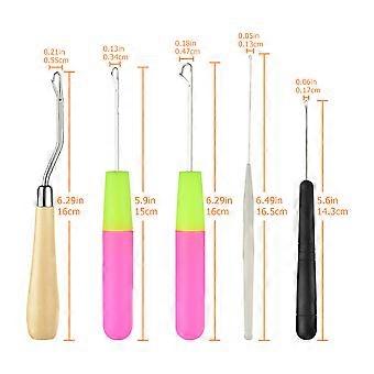 7pcs Plastic Crochet Braid Needle Feather Hair Extension Tools Wig Hook Needle