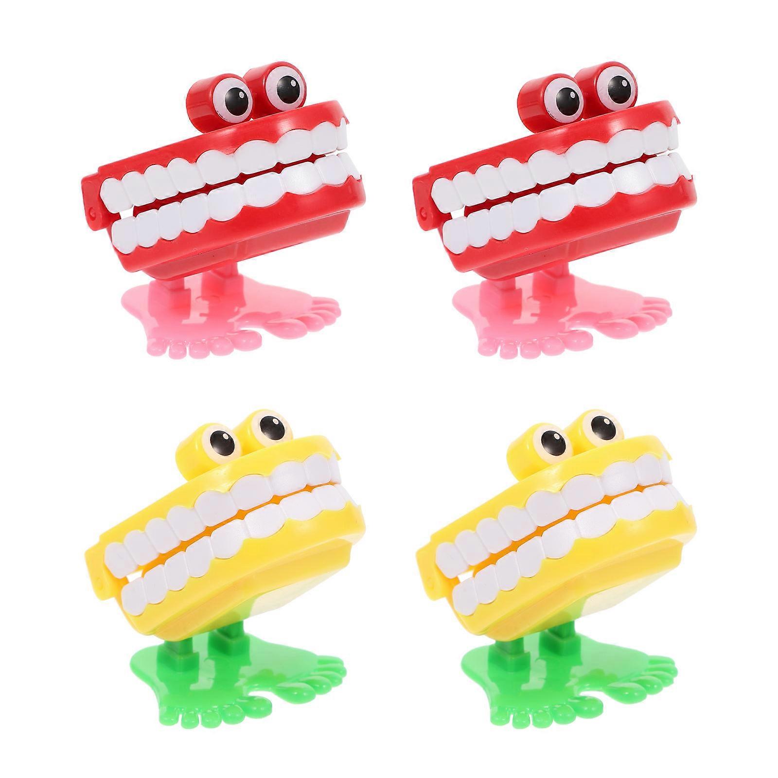 4Pcs Creative Teeth Shape Clockwork Toys Funny Wind-up Tooth Playthings